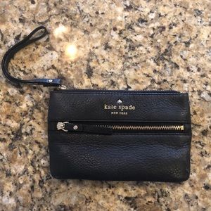 Black Leather Kate Spade Wristlet